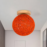 Corridor Flaxen Rattan Globe Flush Mount Ceiling Light Image - 14