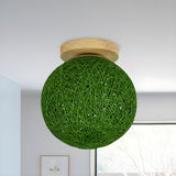 Corridor Flaxen Rattan Globe Flush Mount Ceiling Light Image - 29