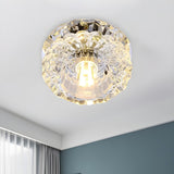 Corridor Flower Clear Crystal LED Flush Mount Light Image - 2