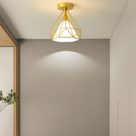 Corridor Gold Cone Semi-Flush Mount Ceiling Light Image - 1