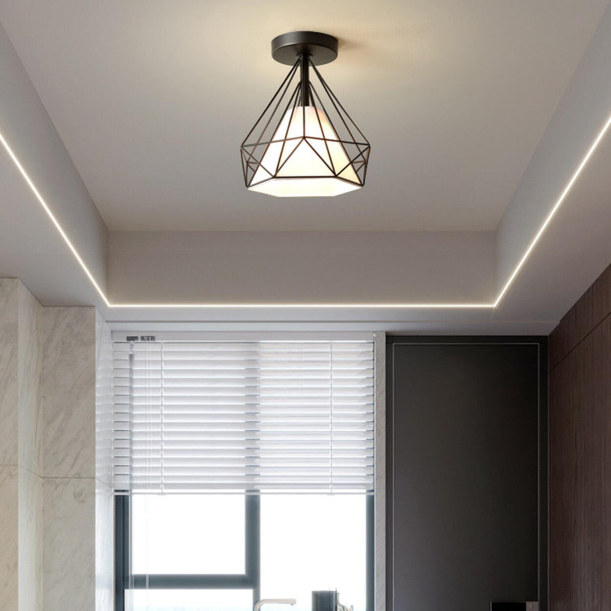 Corridor Gold Cone Semi-Flush Mount Ceiling Light Image - 24