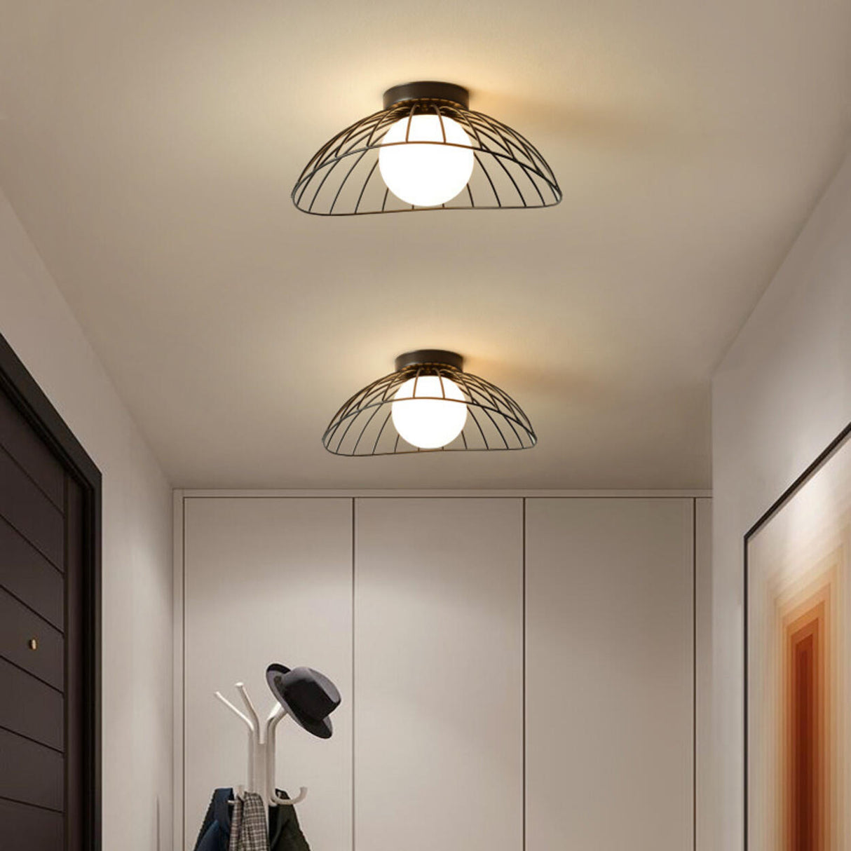 Corridor Gold Cone Semi-Flush Mount Ceiling Light Image - 3