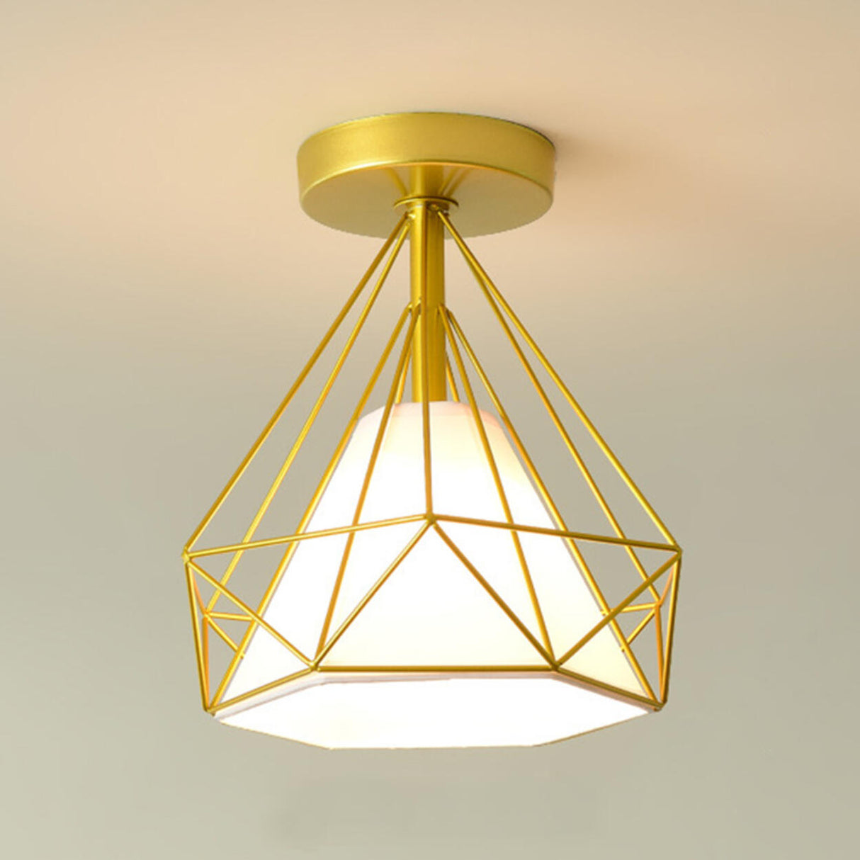 Corridor Gold Cone Semi-Flush Mount Ceiling Light Image - 4