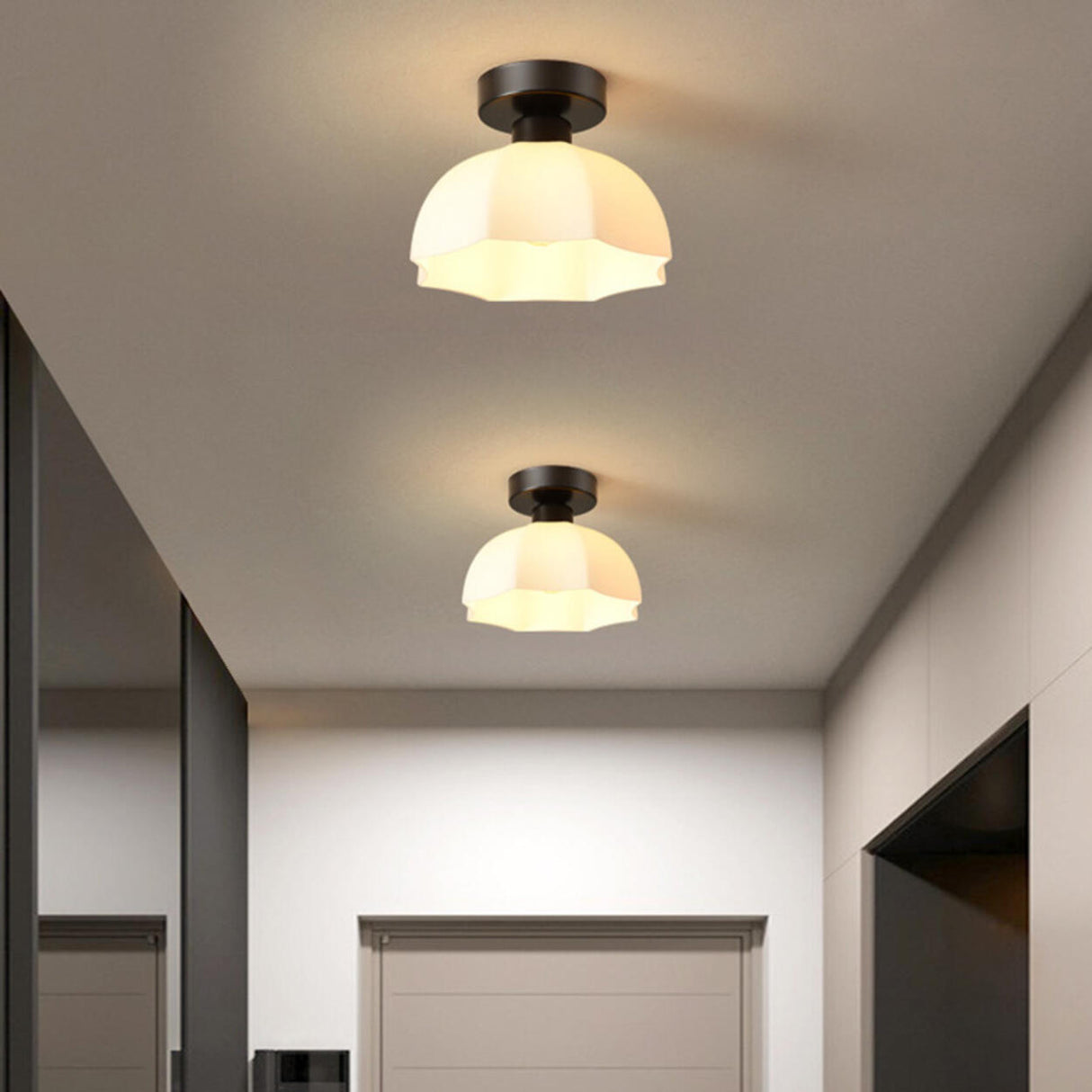 Corridor Gold Cone Semi-Flush Mount Ceiling Light Image - 5