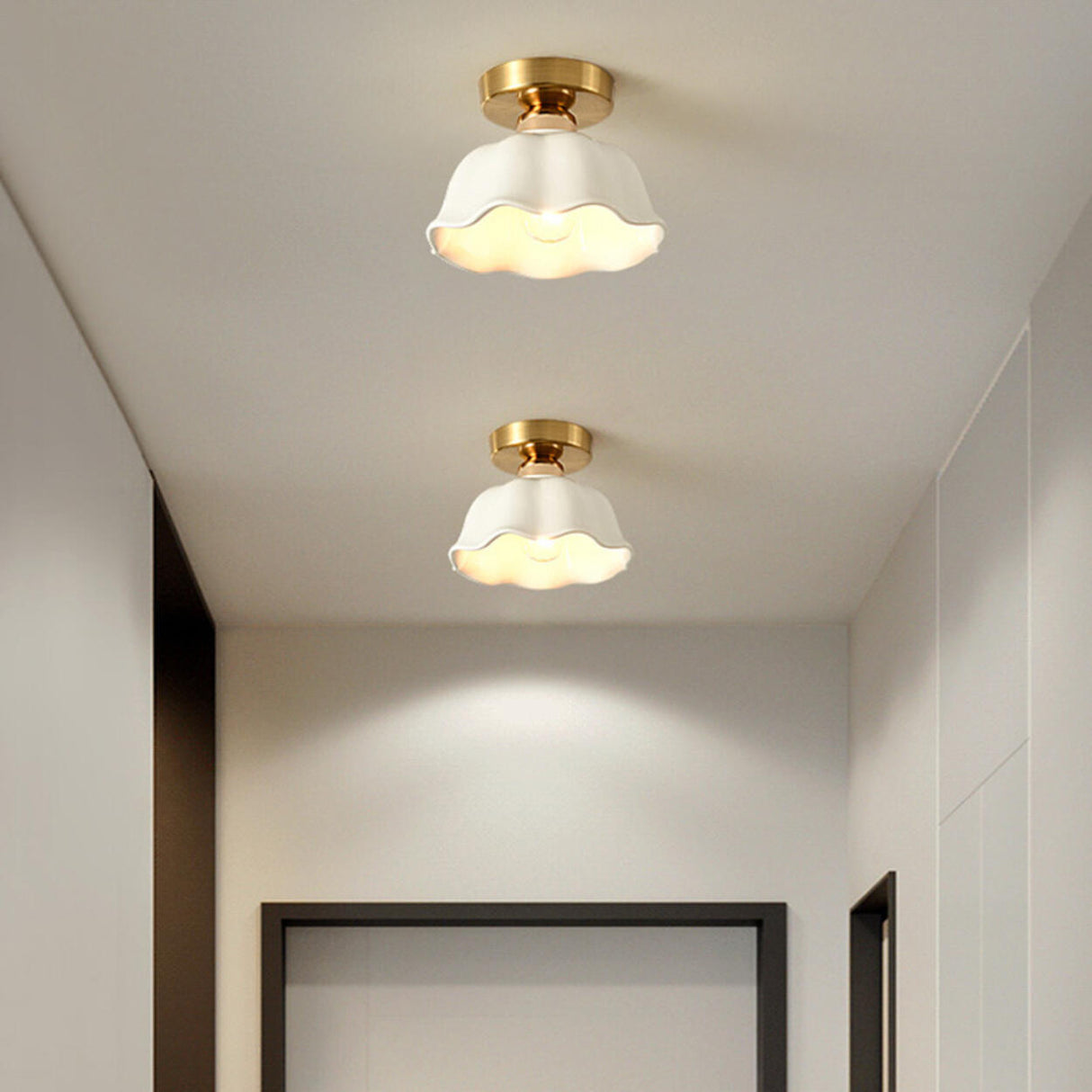 Corridor Gold Cone Semi-Flush Mount Ceiling Light Image - 8