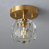 Corridor Gold Cutting Clear Glass Ball Flush Mount Lamp Image - 10