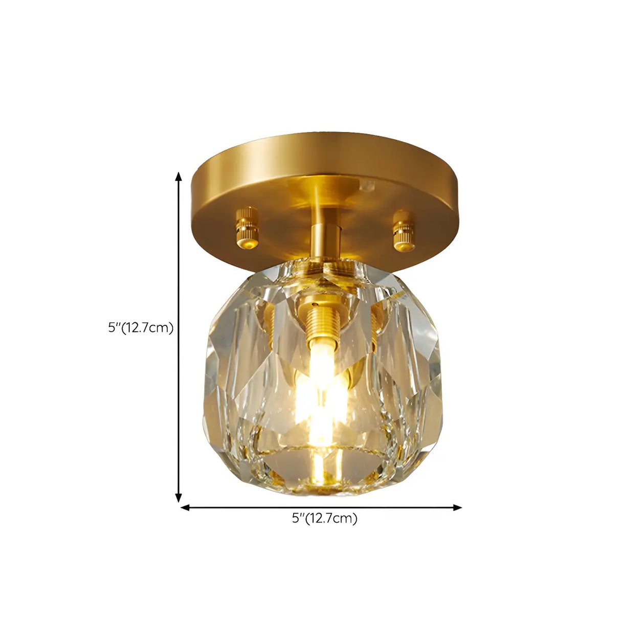 Corridor Gold Cutting Clear Glass Ball Flush Mount Lamp 