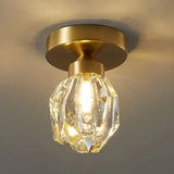 Corridor Gold Cutting Clear Glass Ball Flush Mount Lamp Image - 3