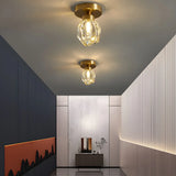 Corridor Gold Cutting Clear Glass Ball Flush Mount Lamp Image - 5