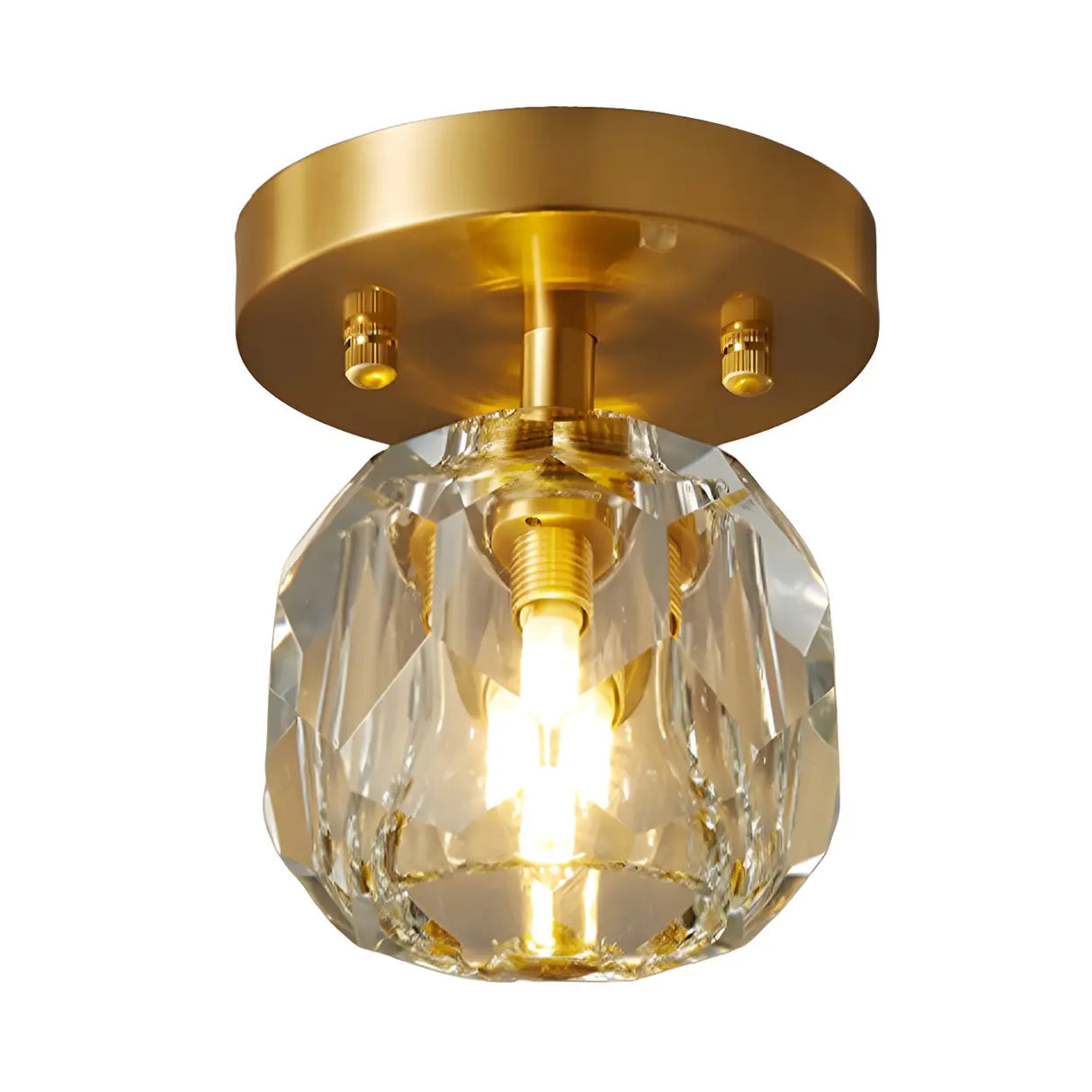 Corridor Gold Cutting Clear Glass Ball Flush Mount Lamp Image - 7