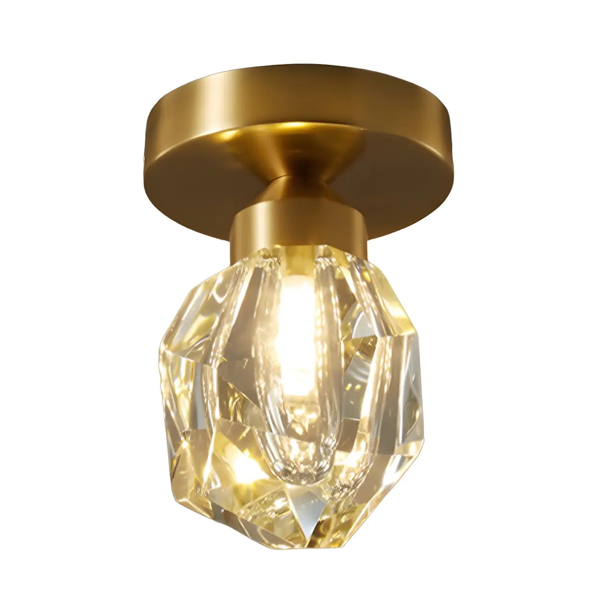 Corridor Gold Cutting Clear Glass Ball Flush Mount Lamp Image - 8