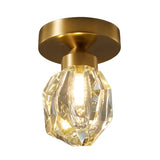 Corridor Gold Cutting Clear Glass Ball Flush Mount Lamp Image - 8