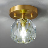 Corridor Gold Cutting Clear Glass Ball Flush Mount Lamp Image - 9