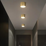 Corridor Gold Cylinder Flush Mount Ceiling Mount Light Image - 1