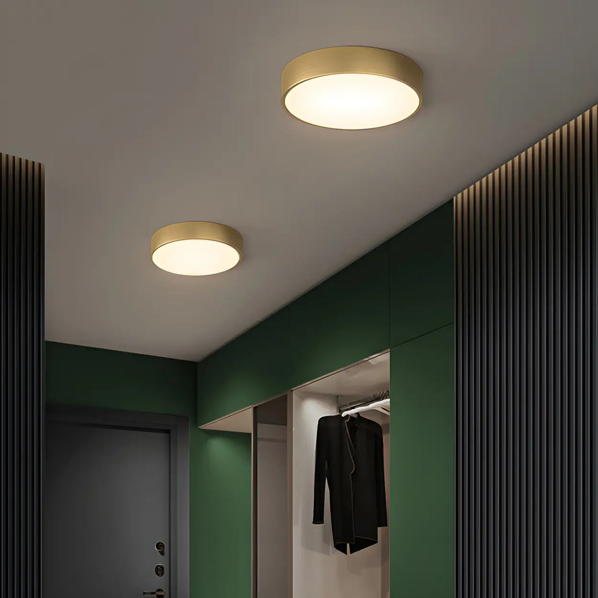 Corridor Gold Cylinder Flush Mount Ceiling Mount Light Image - 4