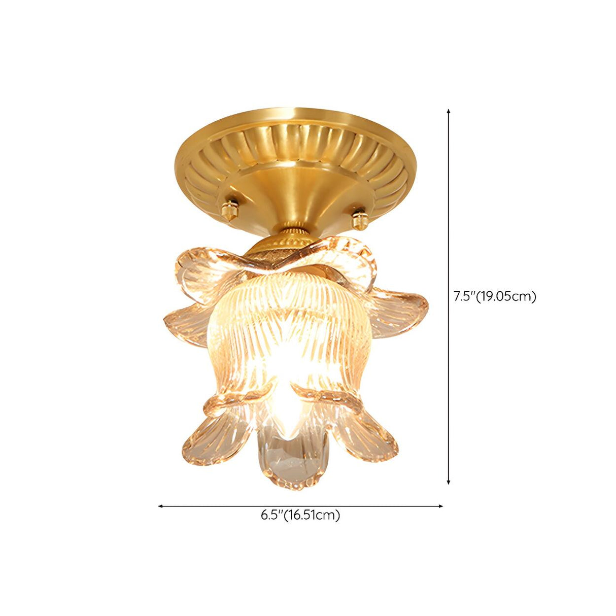 Corridor Gold Flower Glass Flush Mount Ceiling Light 