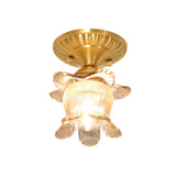 Corridor Gold Flower Glass Flush Mount Ceiling Light Image - 5