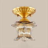 Corridor Gold Flower Glass Flush Mount Ceiling Light Image - 7