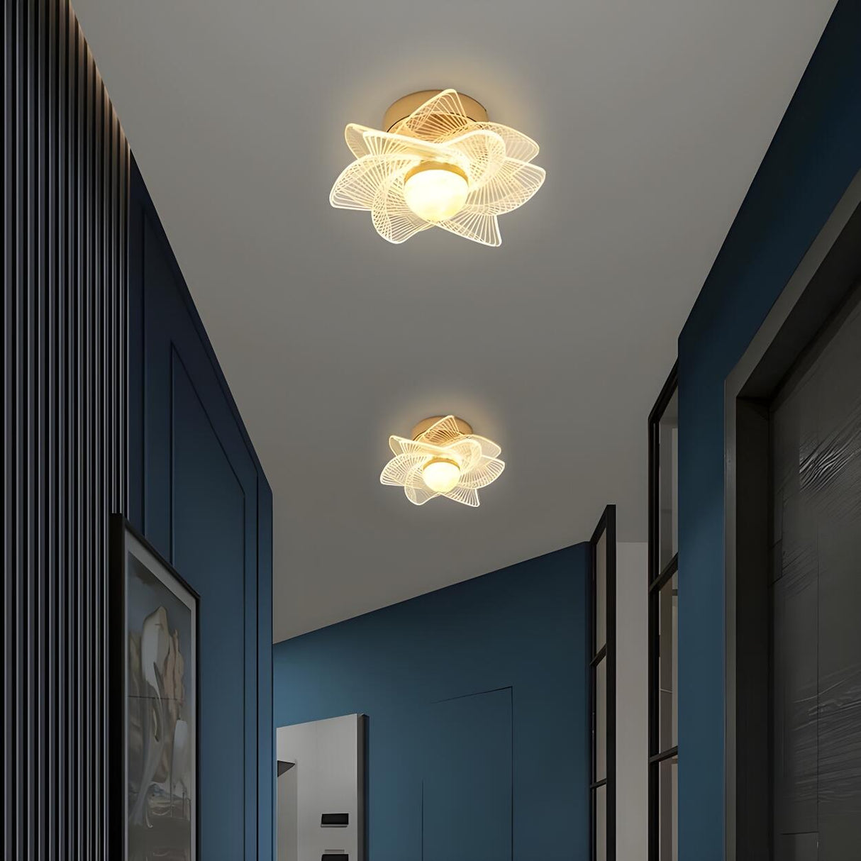 Corridor Gold Flower Shape LED Flush Mount Ceiling Lamp Image - 1