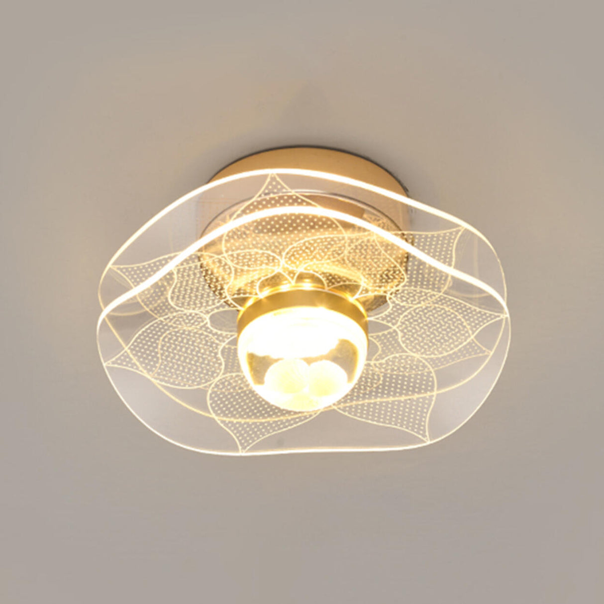 Corridor Gold Flower Shape LED Flush Mount Ceiling Lamp Image - 11