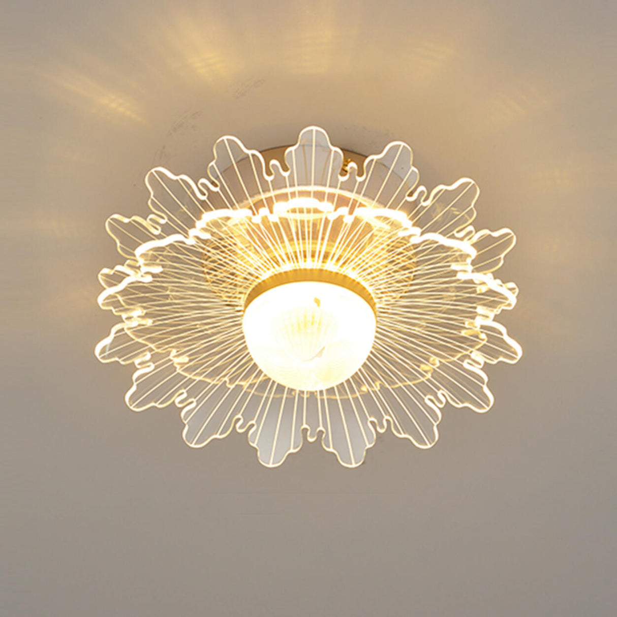 Corridor Gold Flower Shape LED Flush Mount Ceiling Lamp Image - 12