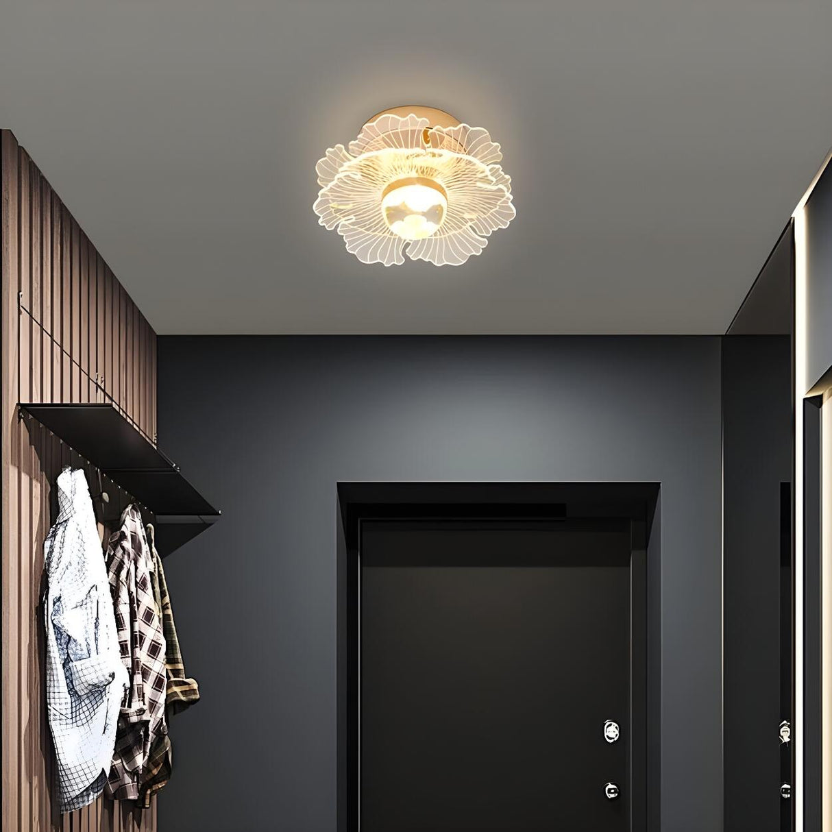 Corridor Gold Flower Shape LED Flush Mount Ceiling Lamp Image - 3