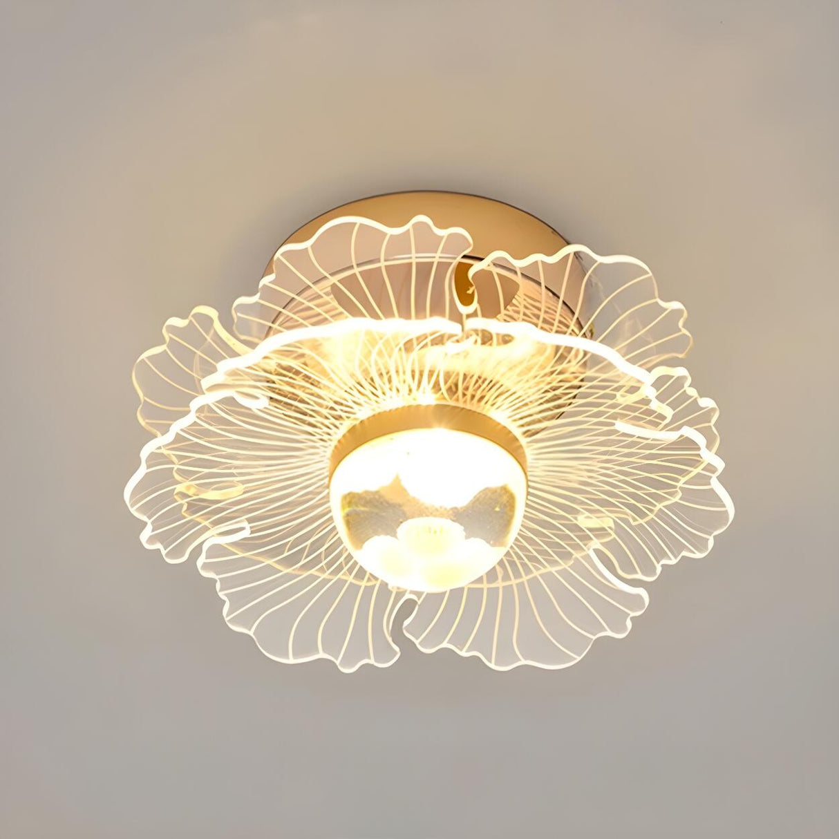 Corridor Gold Flower Shape LED Flush Mount Ceiling Lamp Image - 4