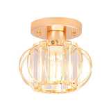 Corridor Gold Lantern Crystal Semi-Flush Mount Light Image - 3