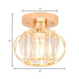 Corridor Gold Lantern Crystal Semi-Flush Mount Light #size