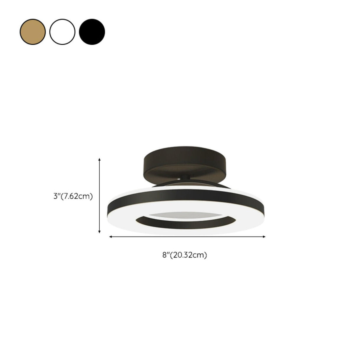 Corridor Gold Ring Dimmable LED Semi-Flush Mount Light 