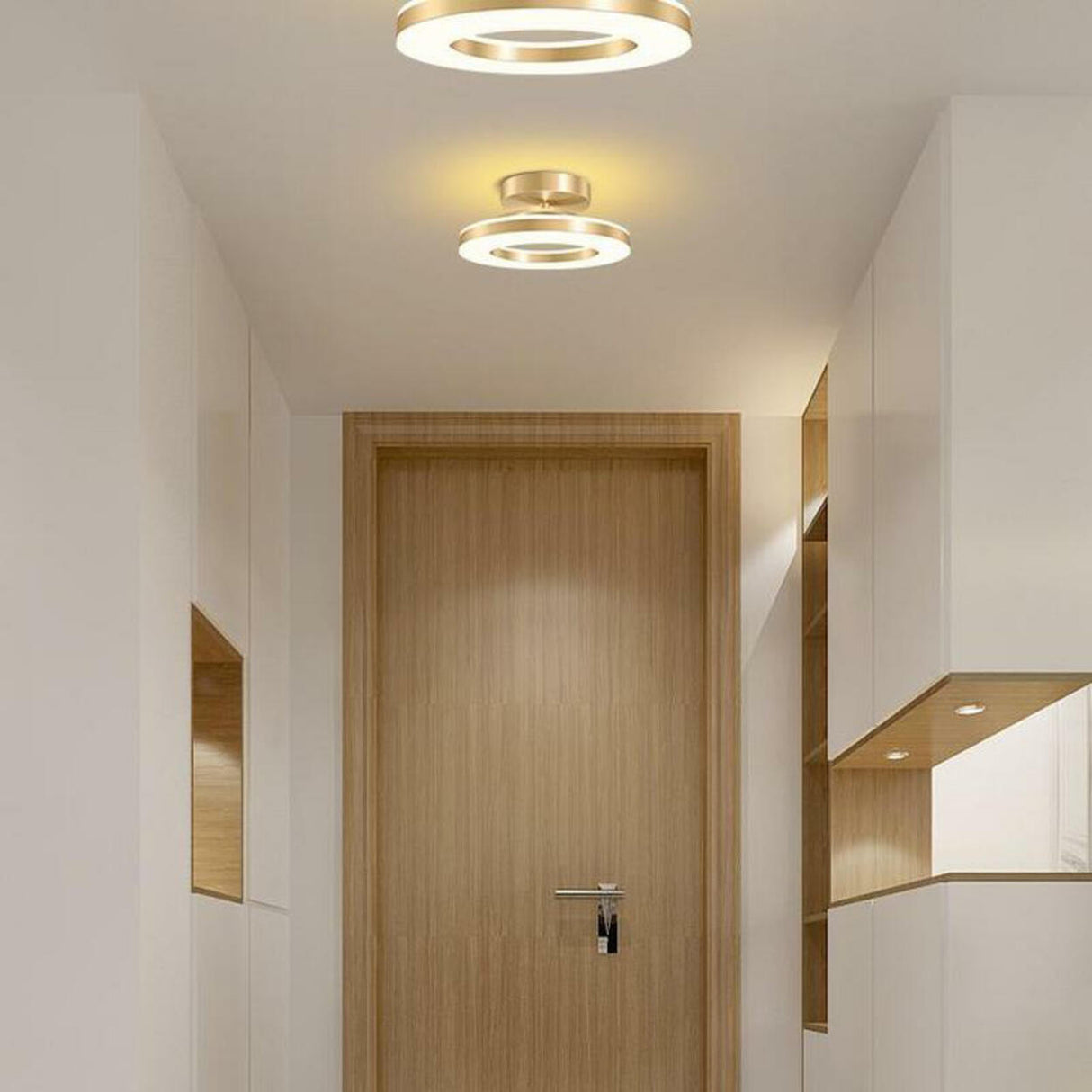 Corridor Gold Ring Dimmable LED Semi-Flush Mount Light Image - 3