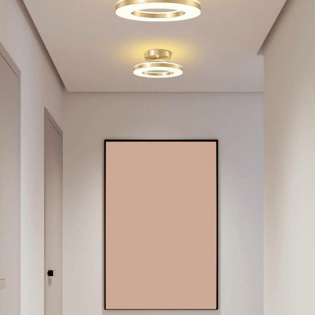 Corridor Gold Ring Dimmable LED Semi-Flush Mount Light Image - 8