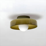 Corridor Green Barn Glass Flush Mount Ceiling Light Image - 9