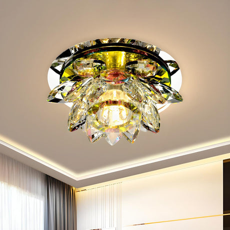 Corridor Lotus Crystal Chrome LED Flush Mount Light Image - 1