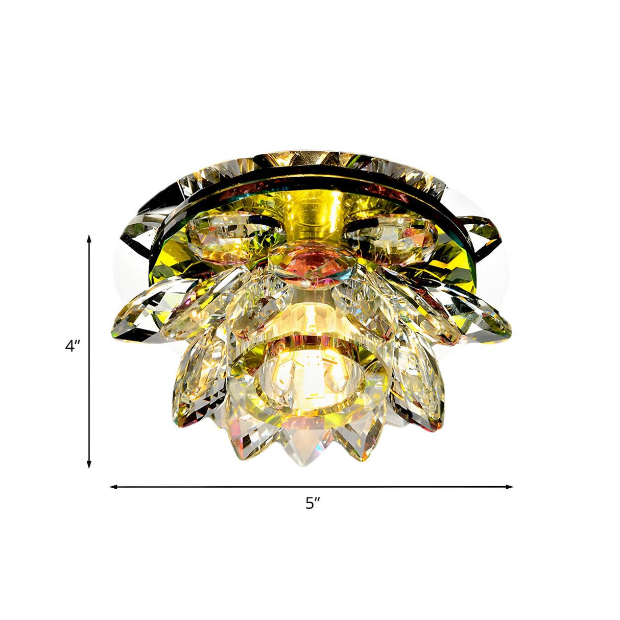 Corridor Lotus Crystal Chrome LED Flush Mount Light Image - 4