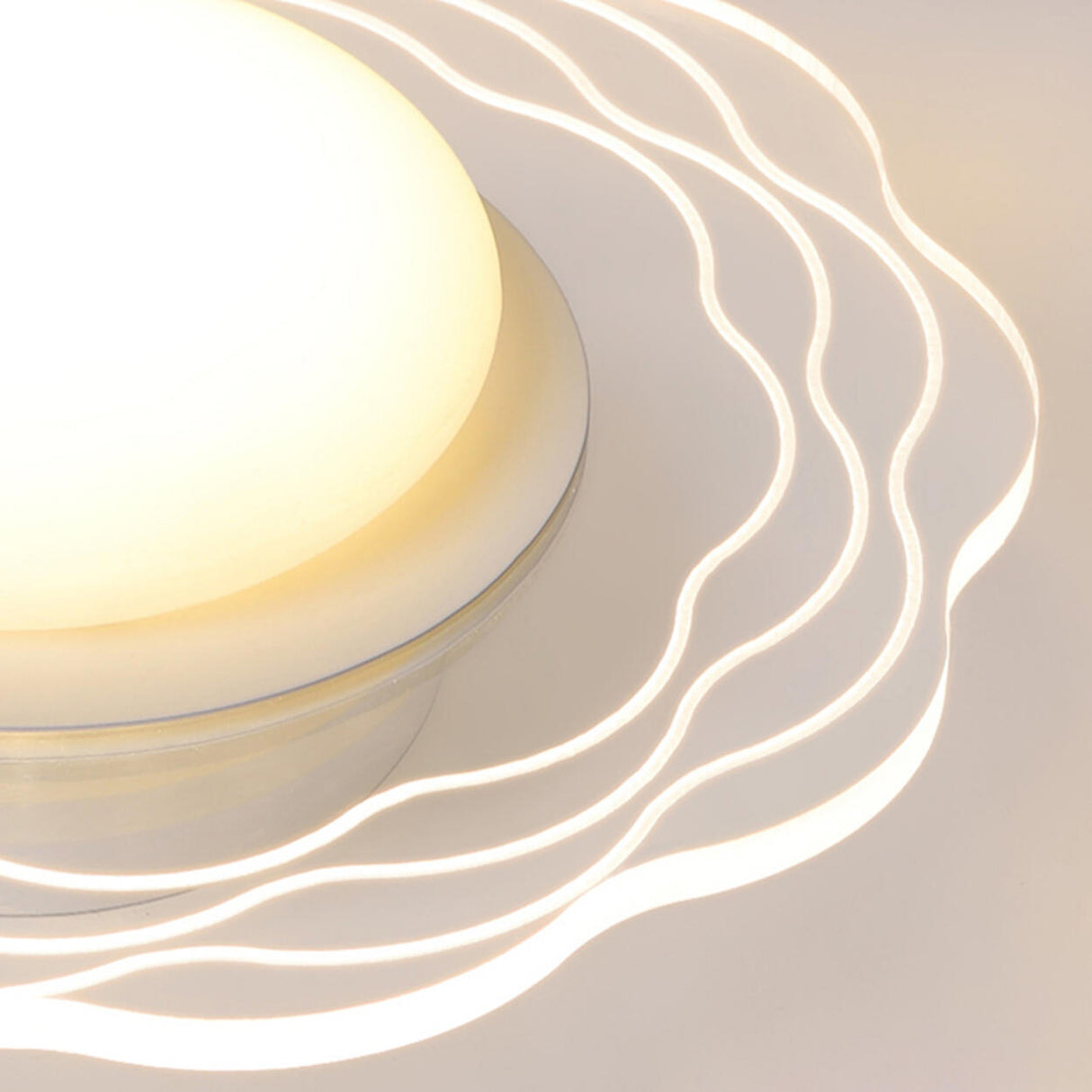 Corridor Mini White Round Wave Flush Mount Ceiling Lamp Image - 11