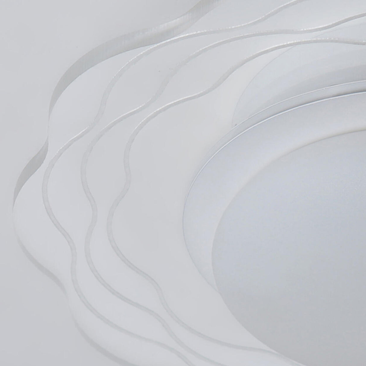 Corridor Mini White Round Wave Flush Mount Ceiling Lamp Image - 12