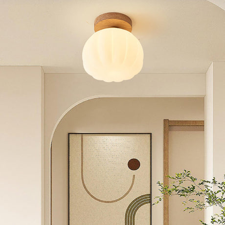 Corridor Pumpkin-Shaped Semi-Flush Mount Ceiling Light Image - 1