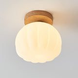 Corridor Pumpkin-Shaped Semi-Flush Mount Ceiling Light Image - 12