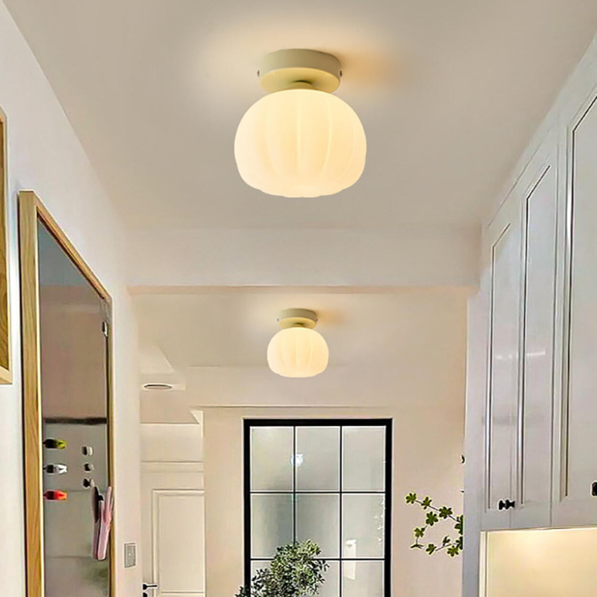 Corridor Pumpkin-Shaped Semi-Flush Mount Ceiling Light Image - 19