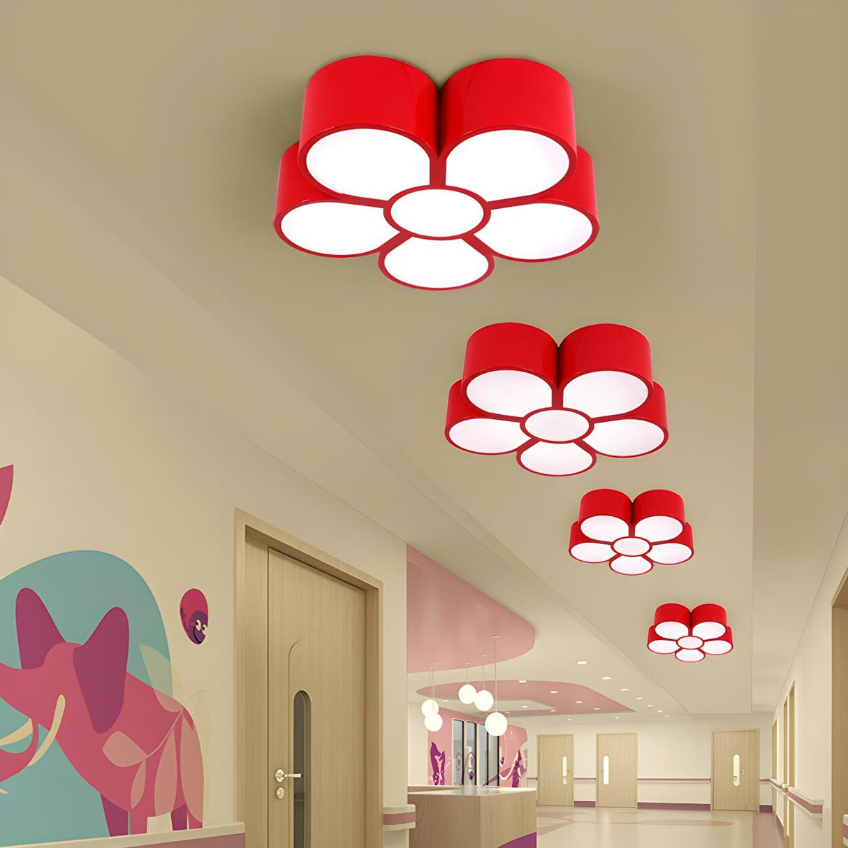 Corridor Red Flower Small LED Flush Mount Ceiling Light Image - 1