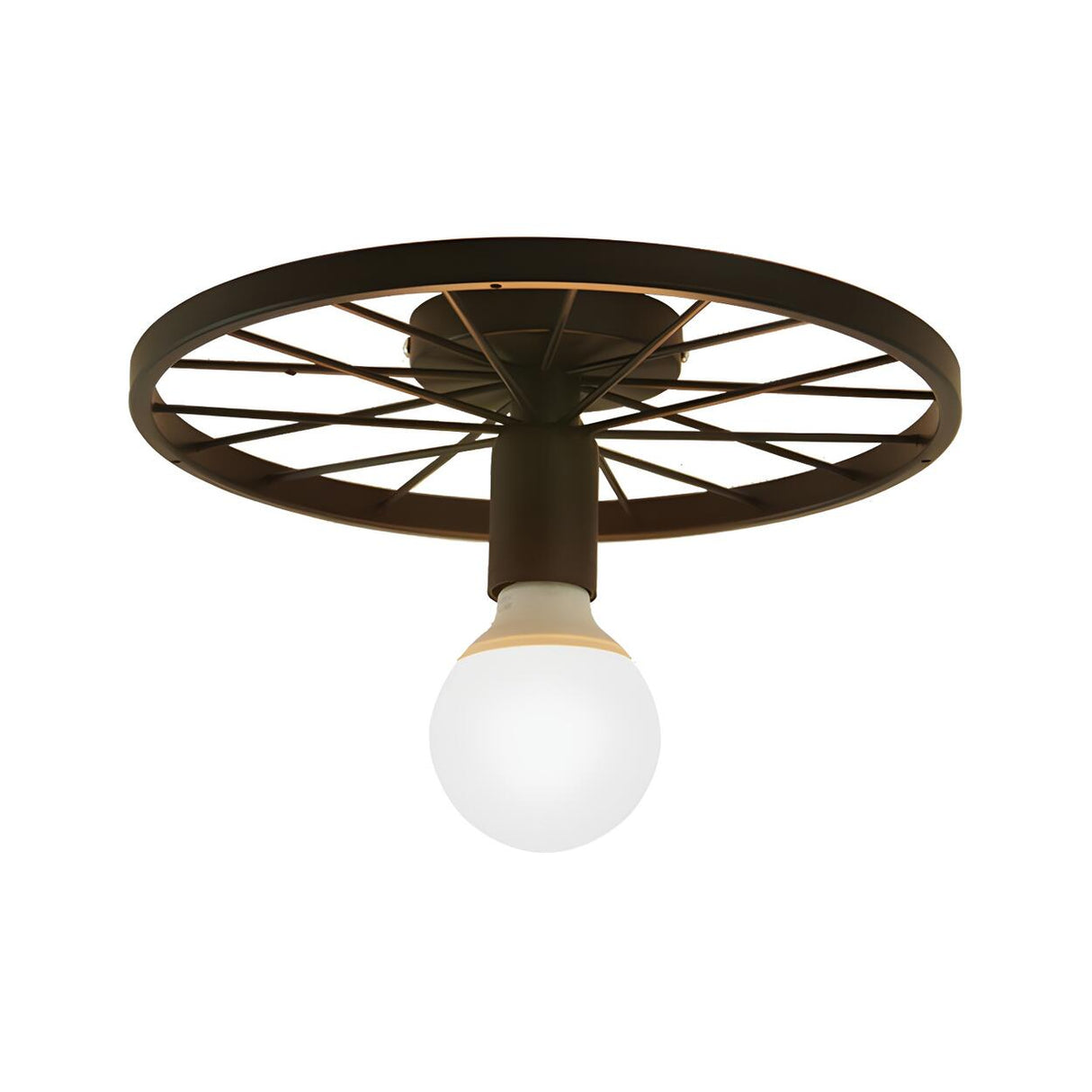 Corridor Retro Black Wheel-Shaped Semi-Flush Mount Lamp Image - 3