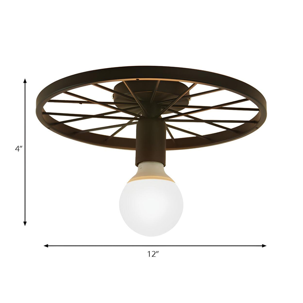 Corridor Retro Black Wheel-Shaped Semi-Flush Mount Lamp 