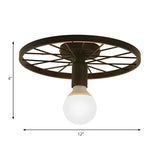 Corridor Retro Black Wheel-Shaped Semi-Flush Mount Lamp #size