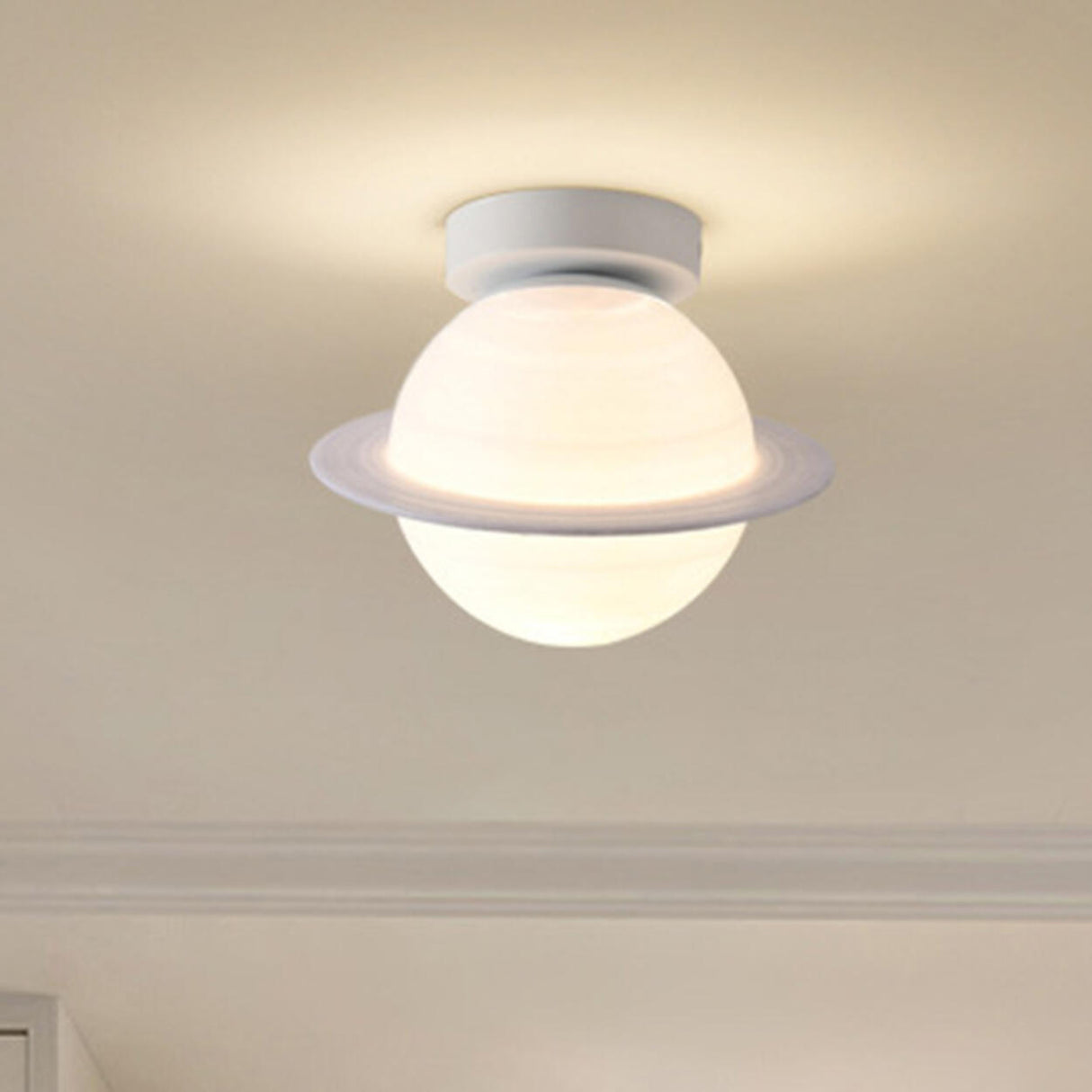 Corridor Saturn-Shaped Globe Semi-Flush Mount Light Image - 3