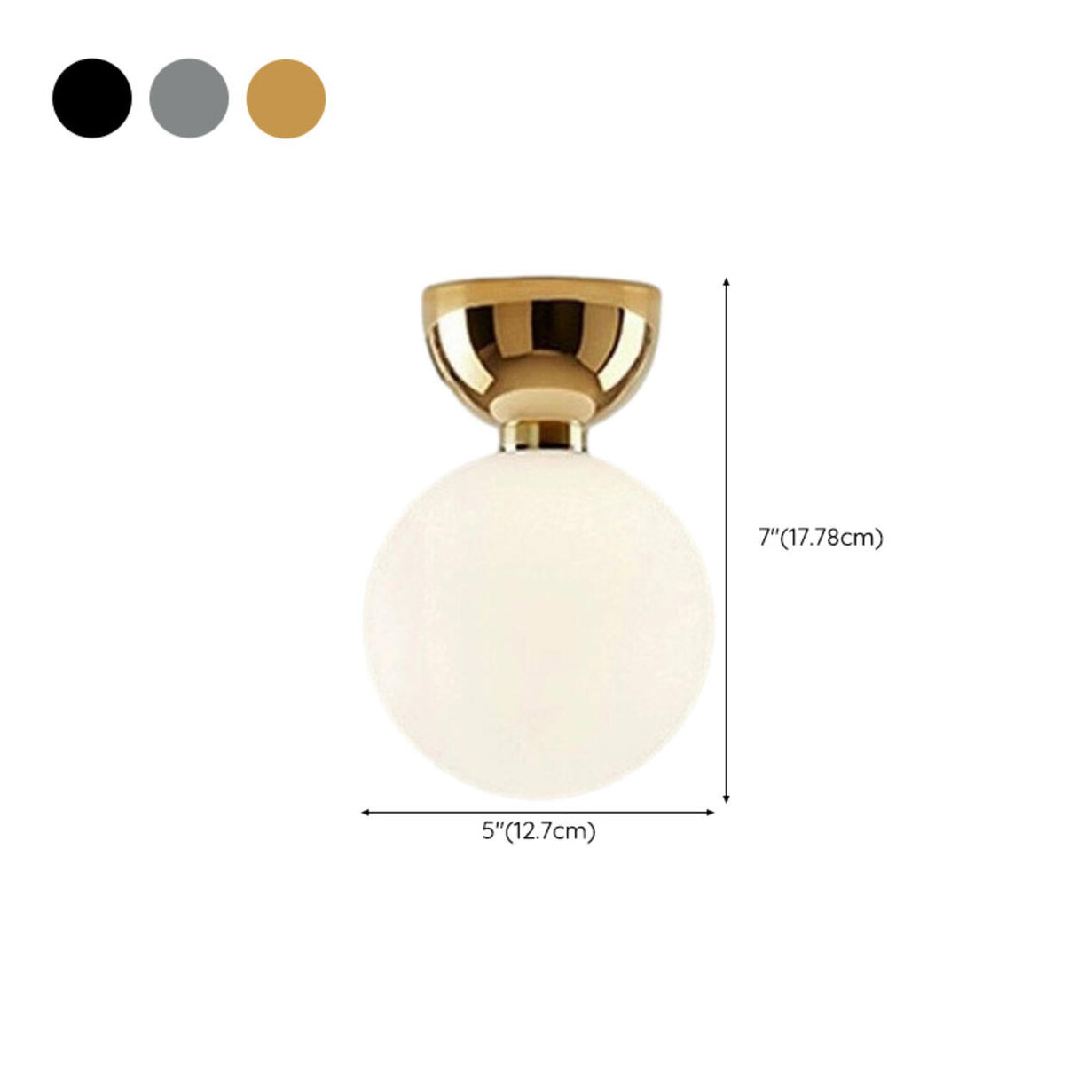 Corridor Spherical Glass Semi-Flush Mount Ceiling Light 