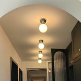 Corridor Spherical Glass Semi-Flush Mount Ceiling Light Image - 3