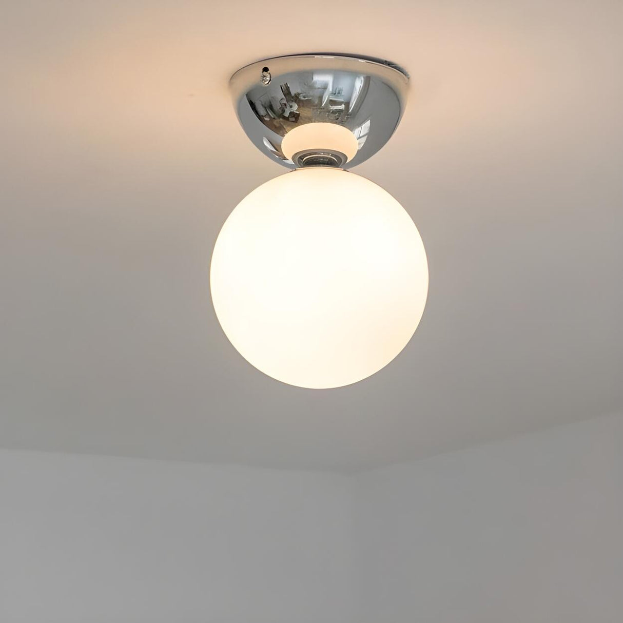 Corridor Spherical Glass Semi-Flush Mount Ceiling Light Image - 4