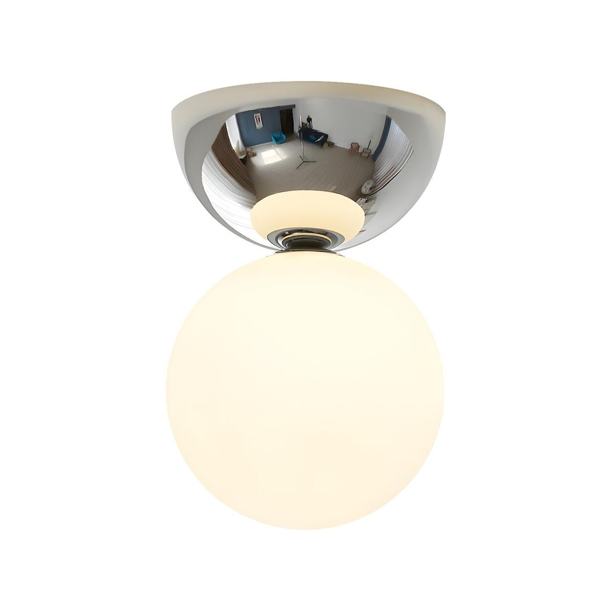 Corridor Spherical Glass Semi-Flush Mount Ceiling Light Image - 5