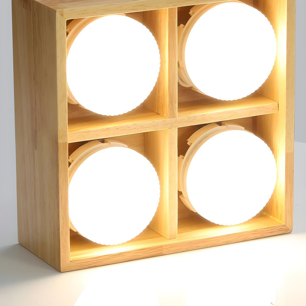 Corridor Square Box Wood Flush Mount Light 4-Light Image - 10